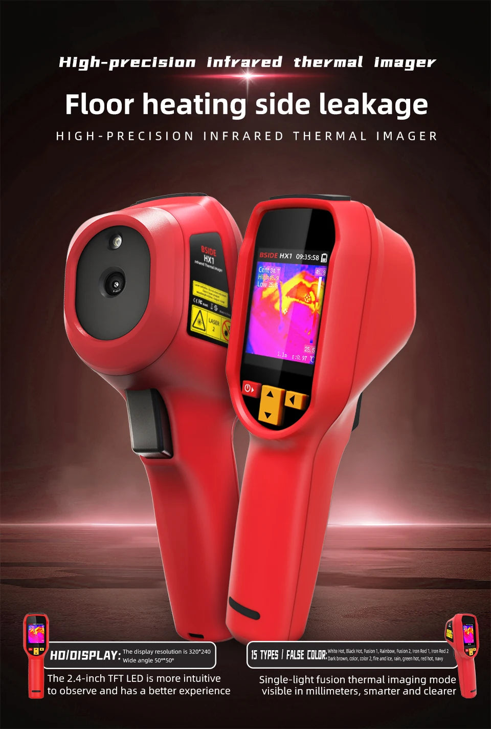BSIDE HX1 Thermal Imaging Camera 240x240 - Infrared Temperature Meter