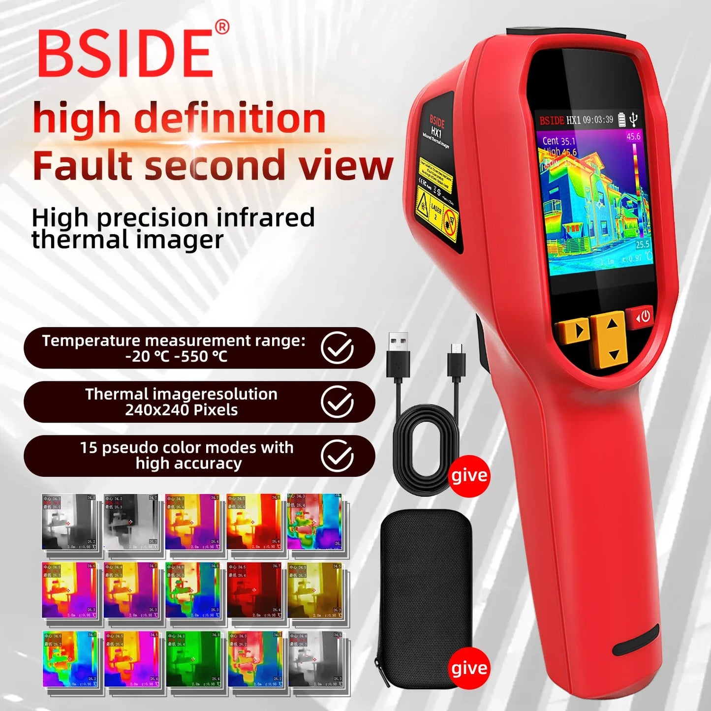BSIDE HX1 Thermal Imaging Camera 240x240 - Infrared Temperature Meter