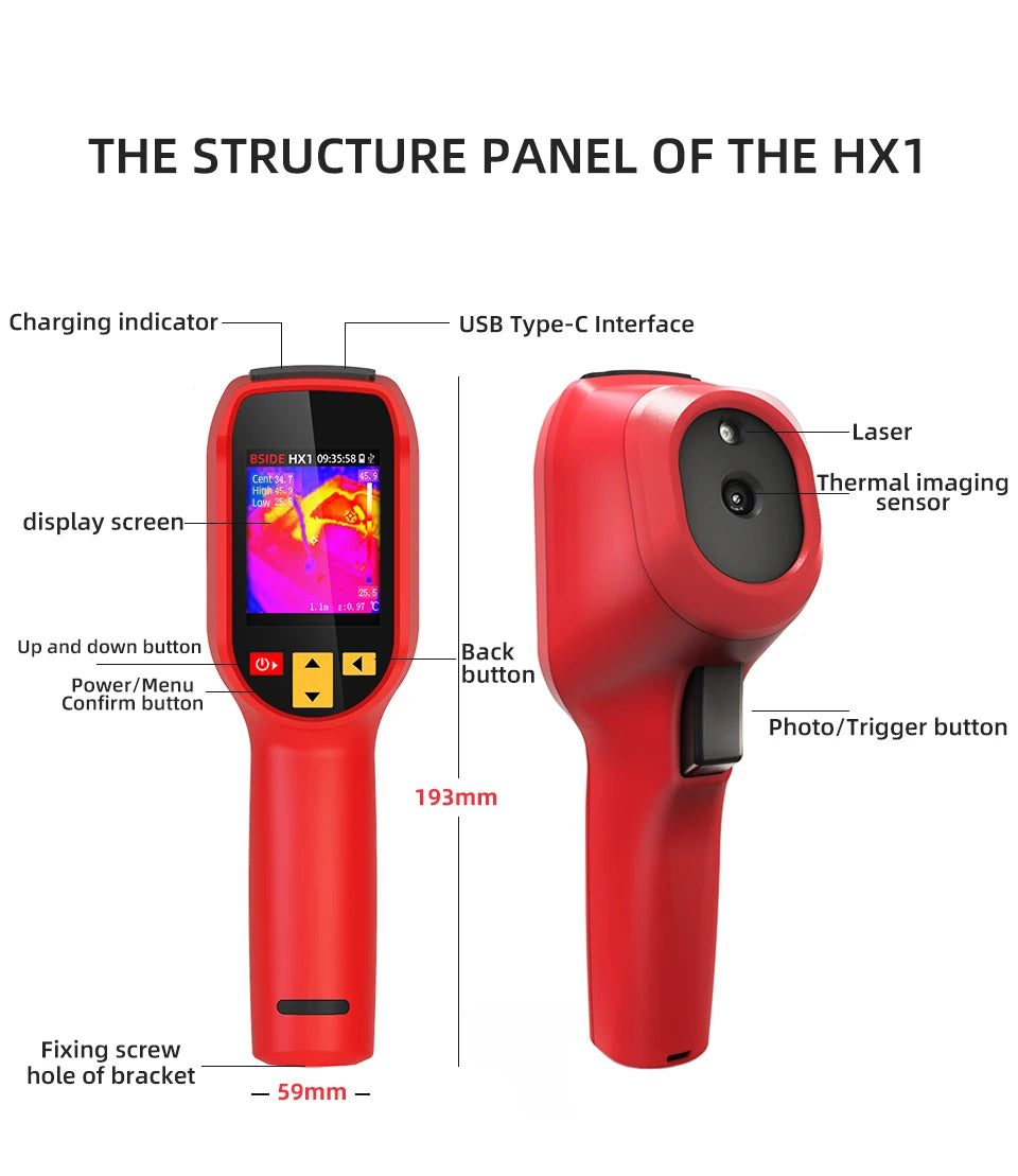 BSIDE HX1 Thermal Imaging Camera 240x240 - Infrared Temperature Meter