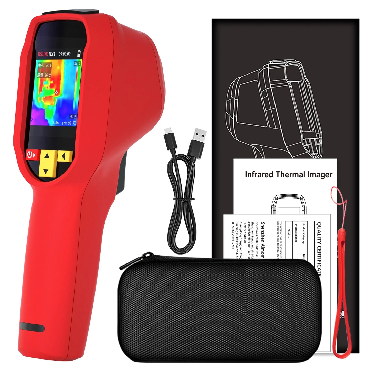 BSIDE HX1 Thermal Imaging Camera 240x240 - Infrared Temperature Meter